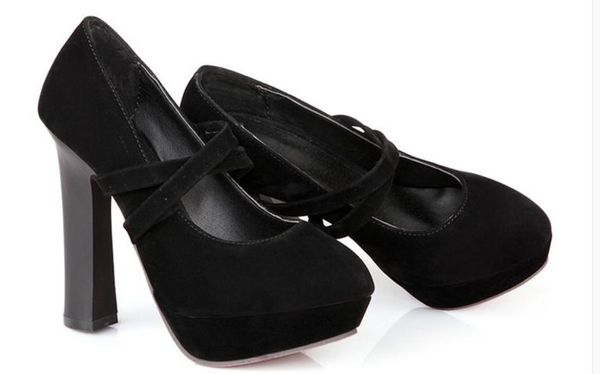 2019 suede women's shoes in spring and autumn with new style high heel coarse heel round head waterproof table @34, Black
2019 suede women's shoes in spring and autumn with new style high heel coarse heel round head waterproof table @34, Black