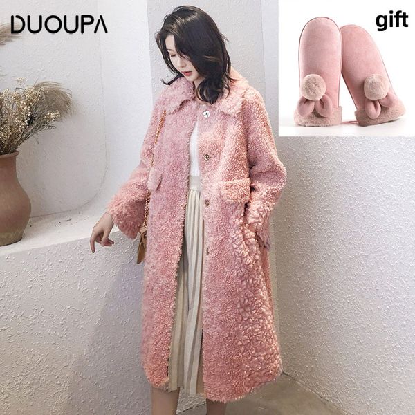 2019 winter new wool coat female fashion real fur sheep shearling coat female fur all-in-one long trend gift glove, Black
2019 winter new wool coat female fashion real fur sheep shearling coat female fur all-in-one long trend gift glove, Black