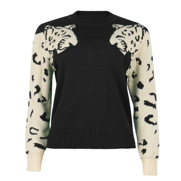 autumn winter round neck women sweater fashion leopard print cotton blend outwear kintting long sleeves contrast color soft, White;black
autumn winter round neck women sweater fashion leopard print cotton blend outwear kintting long sleeves contrast color soft, White;black