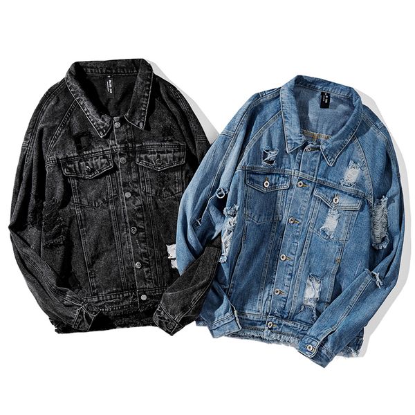 men's blue black ripped denim jackets distressed denim jackets with patches autumn winter wash hole steampunk jeans jacket male, Black;brown
men's blue black ripped denim jackets distressed denim jackets with patches autumn winter wash hole steampunk jeans jacket male, Black;brown