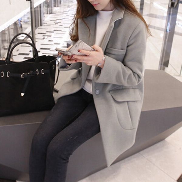 2018 women long woolen coat female winter new loose overcoat gray/black/wine red s/m/l
2018 women long woolen coat female winter new loose overcoat gray/black/wine red s/m/l