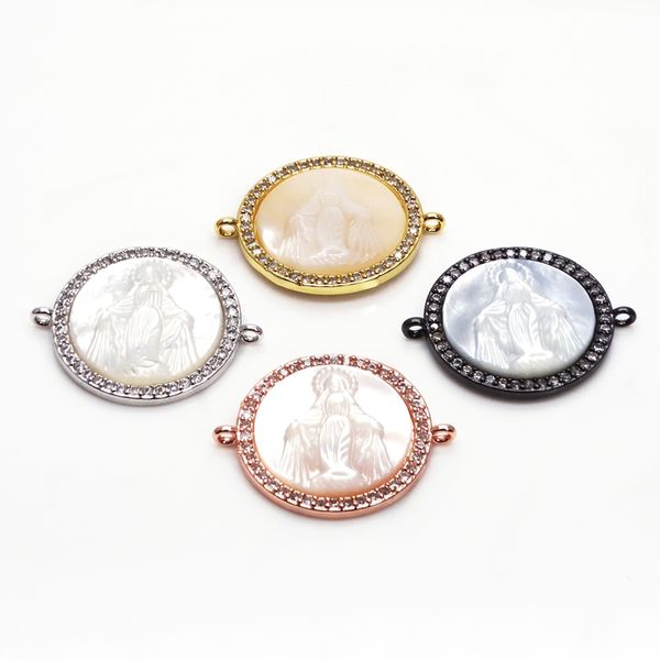 18mm round white seashell bracelet accessory jewelry for diy connector of bracelet partting pave cz religious design, Silver
18mm round white seashell bracelet accessory jewelry for diy connector of bracelet partting pave cz religious design, Silver