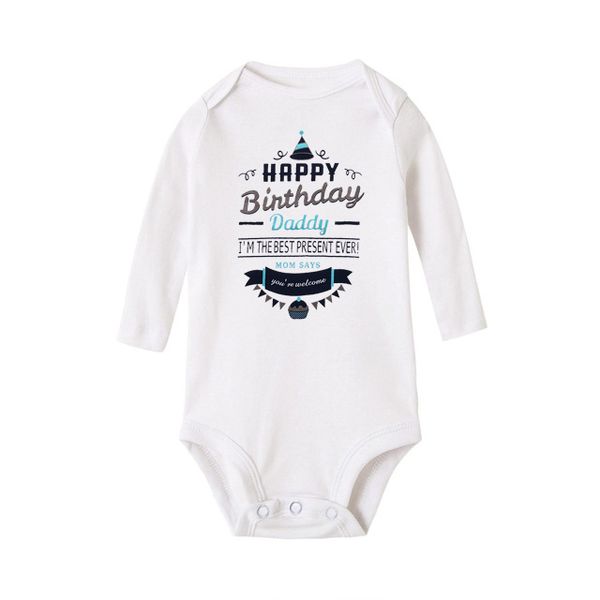 0-24m infant newborn baby boy girl long sleeve letter print happy birthday dad romper autumn baby clothes cotton baby onesie, White
0-24m infant newborn baby boy girl long sleeve letter print happy birthday dad romper autumn baby clothes cotton baby onesie, White