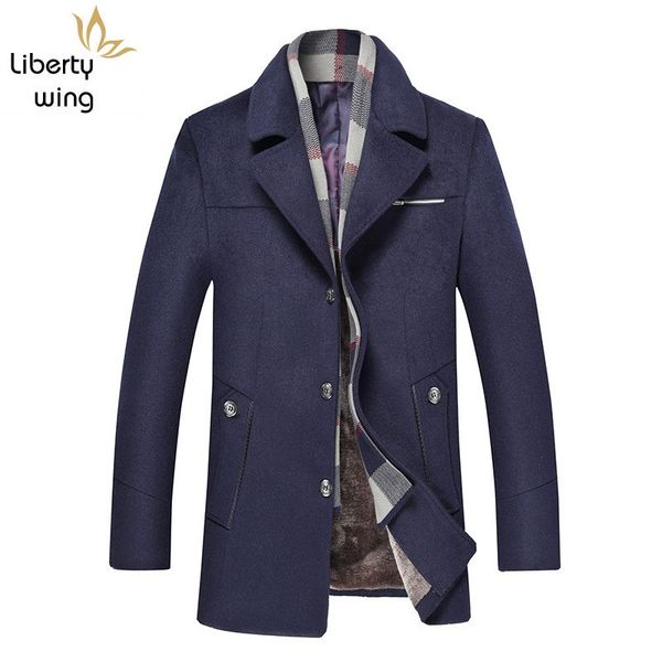 smart casual autumn winter medium length scarf collar mens woolen long sleeve single breasted fleece lining thick coats, Black
smart casual autumn winter medium length scarf collar mens woolen long sleeve single breasted fleece lining thick coats, Black