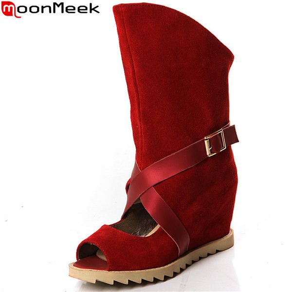 moonmeek 2018 new arrive women summer boots fashion peep toe flock high heels boots classic ladies party shoes height increasing, Black
moonmeek 2018 new arrive women summer boots fashion peep toe flock high heels boots classic ladies party shoes height increasing, Black
