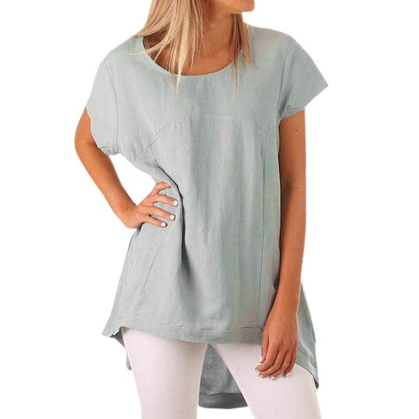 women summer o neck t-shirt short sleeve casual cotton linen loose comfortable solid color ladies camicia donna, White
women summer o neck t-shirt short sleeve casual cotton linen loose comfortable solid color ladies camicia donna, White