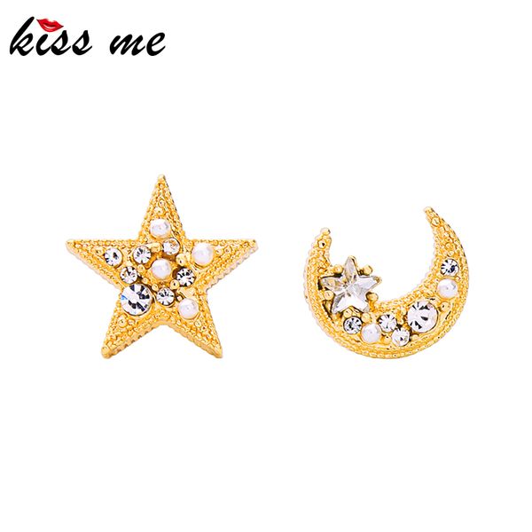 kissme asymmetric luxury gold color crystal acrylic pearl moon star stud earrings for women gifts new fashion jewelry wholesale, Golden;silver
kissme asymmetric luxury gold color crystal acrylic pearl moon star stud earrings for women gifts new fashion jewelry wholesale, Golden;silver