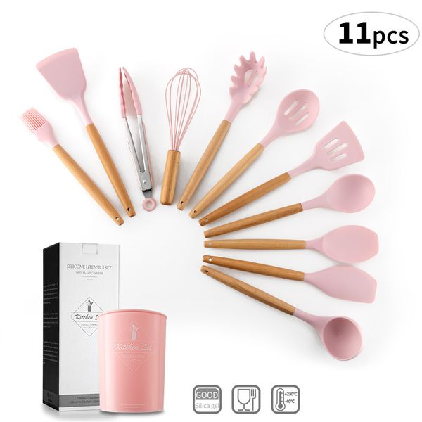 cooking tools set wood+silicone kitchen cooking utensils set cookware storage box turner tongs spatula spoon whisk 
cooking tools set wood+silicone kitchen cooking utensils set cookware storage box turner tongs spatula spoon whisk