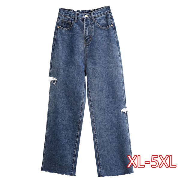 summer new korean large size jeans high waist hole wide leg pants straight loose spring women's pants, Blue
summer new korean large size jeans high waist hole wide leg pants straight loose spring women's pants, Blue