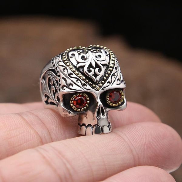 retro personality two-color 925 sterling silver enamel ring ruby inlaid fashion men's punk jewelry size 7-14
retro personality two-color 925 sterling silver enamel ring ruby inlaid fashion men's punk jewelry size 7-14