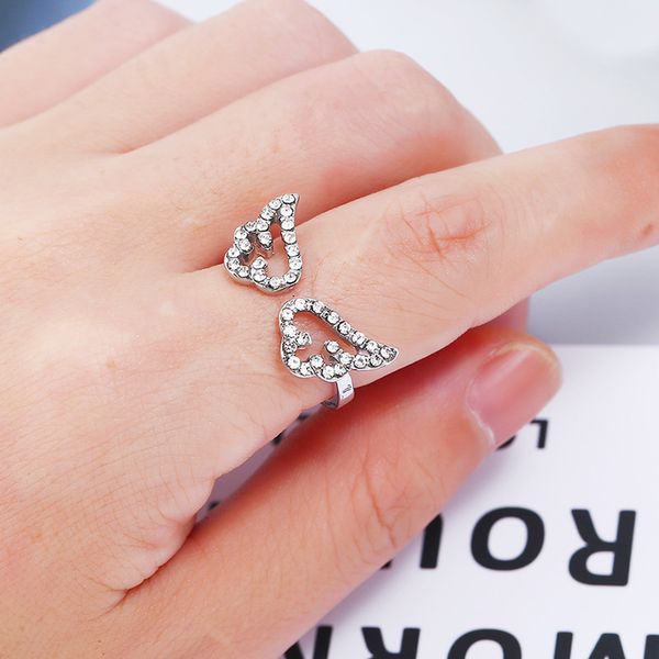 korean fashion jewelry cute micro-inlaid stones angel wing wings open ring finger rings lady accessories, Silver
korean fashion jewelry cute micro-inlaid stones angel wing wings open ring finger rings lady accessories, Silver