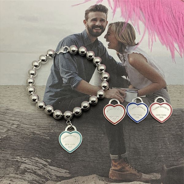 women bracelet heart-shape hemming 8mm round bead chain 925 sterling silver jewelry popular accessories valentine's day gift, Black
women bracelet heart-shape hemming 8mm round bead chain 925 sterling silver jewelry popular accessories valentine's day gift, Black