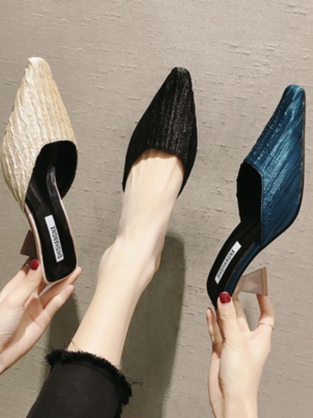 slippers 2021 korean version of the wild pointed stiletto high heels fashion roman sandals, Black
slippers 2021 korean version of the wild pointed stiletto high heels fashion roman sandals, Black