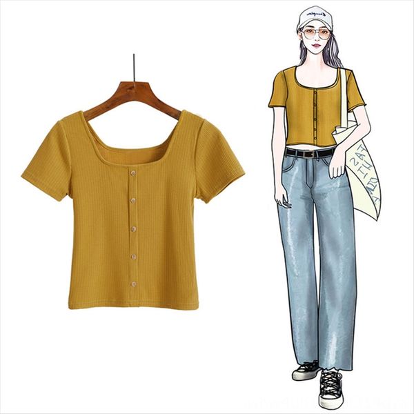 sweet short t-shirt female summer 2020 slim clavicle high waist square collar all-match ins fashion t-shirt top, White
sweet short t-shirt female summer 2020 slim clavicle high waist square collar all-match ins fashion t-shirt top, White