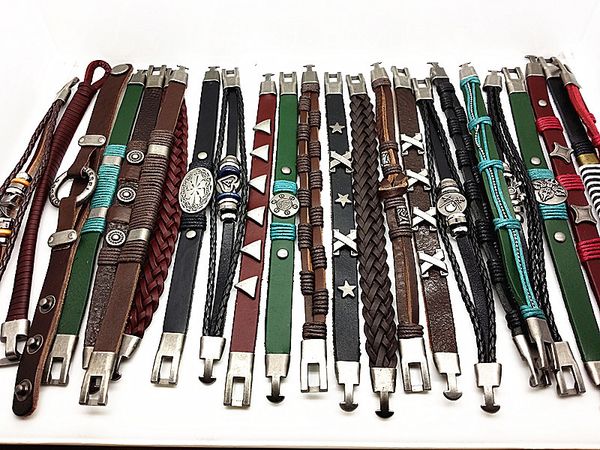 wholesale 20pcs assorted men's genuine leather vintage cuff bracelets brand new mix designs, Golden;silver
wholesale 20pcs assorted men's genuine leather vintage cuff bracelets brand new mix designs, Golden;silver