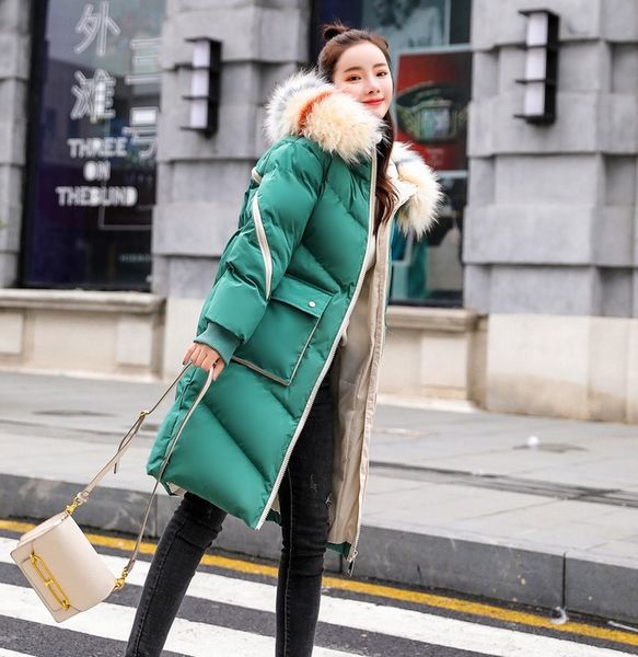 hooded coloured big fur collar down cotton padded parka woman loose clothes winter jacket women warm long coat female s770, Black
hooded coloured big fur collar down cotton padded parka woman loose clothes winter jacket women warm long coat female s770, Black