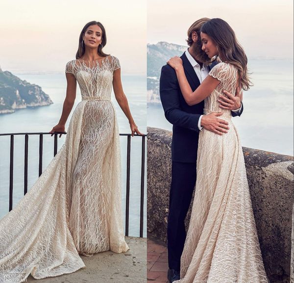 weddinginspirasi mermaid wedding dresses with detachable train jewel short sleeve backless sequins wedding gown sweep train robe de mariée, White
weddinginspirasi mermaid wedding dresses with detachable train jewel short sleeve backless sequins wedding gown sweep train robe de mariée, White