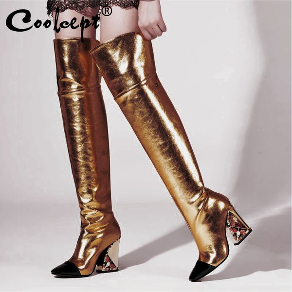 coolcept fashion women over the knee boots genuine leather long boots square toe high heels winter women footwear size 33-43, Black
coolcept fashion women over the knee boots genuine leather long boots square toe high heels winter women footwear size 33-43, Black