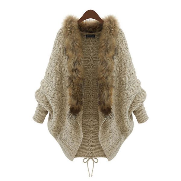 winter women cardigan loose sweater faux fur collar batwing sleeve knit cardigan jacket coats casual sweaters asian size, White;black
winter women cardigan loose sweater faux fur collar batwing sleeve knit cardigan jacket coats casual sweaters asian size, White;black