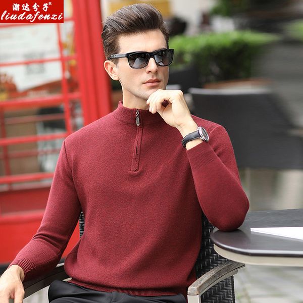 mid-aged men's long-sleeved sweater and men's sweater in autumn and winter, White;black 
mid-aged men's long-sleeved sweater and men's sweater in autumn and winter, White;black