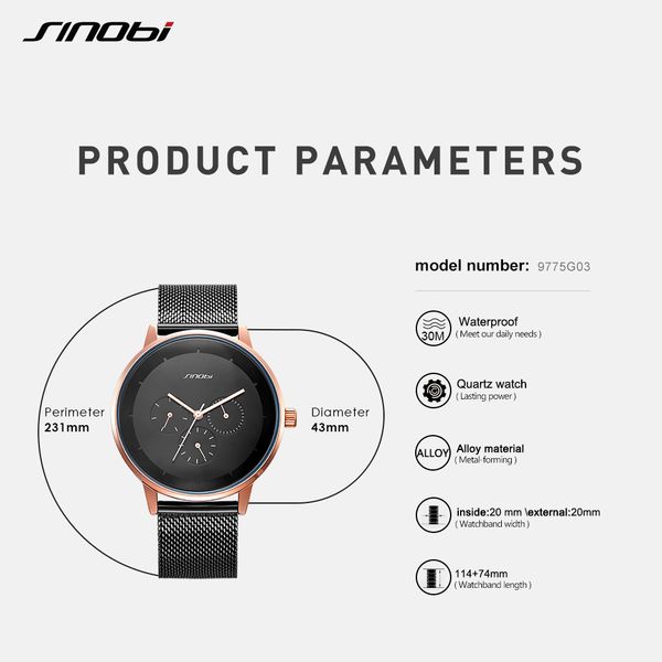 fashion quartz men watches sinobi brand luxury business alloy slim mesh strap casual week clock calendar watch, Slivery;brown
fashion quartz men watches sinobi brand luxury business alloy slim mesh strap casual week clock calendar watch, Slivery;brown