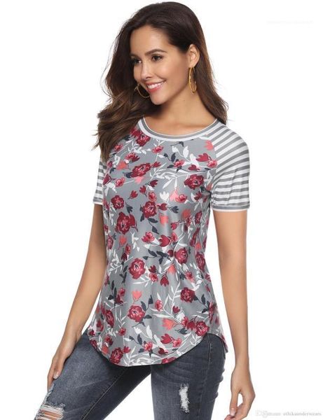 neck panelled short sleeve summer designer shirt floral printed t-shirt for womens summer girl clothing crew, White
neck panelled short sleeve summer designer shirt floral printed t-shirt for womens summer girl clothing crew, White