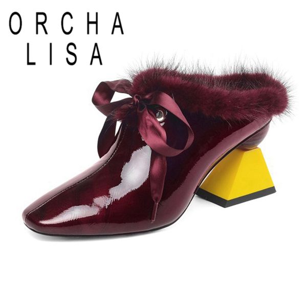 orcha lisa ladies winter furrry slippers mules square toe strange heels genuine leather bowtie large size 33-43 elegant c1747, Black
orcha lisa ladies winter furrry slippers mules square toe strange heels genuine leather bowtie large size 33-43 elegant c1747, Black