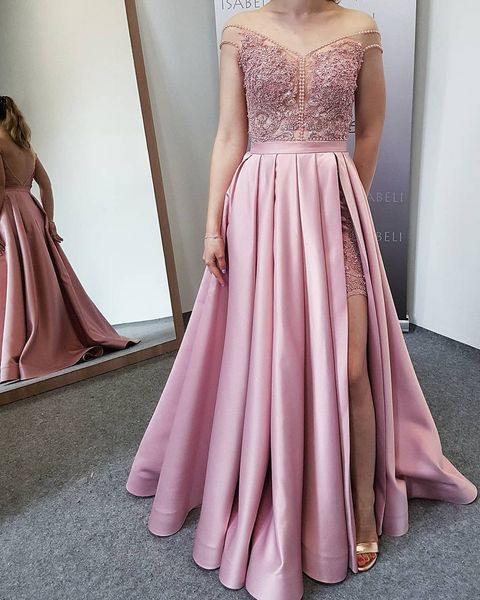 2020 arabic aso ebi blush pink evening dresses sheer neck prom dresses high split formal party second reception gowns zj435, Black;red
2020 arabic aso ebi blush pink evening dresses sheer neck prom dresses high split formal party second reception gowns zj435, Black;red