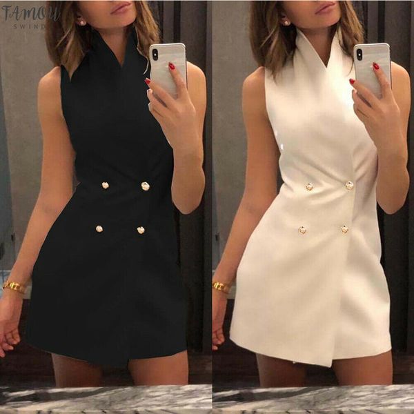 women collar sleeveless blazer double breasted short dresses lapel button solid dress, Black;gray
women collar sleeveless blazer double breasted short dresses lapel button solid dress, Black;gray