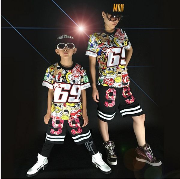 children short sleeved graffiti hip hop hiphop ds jazz dance costumes clothes t shirt leotard harem pants, Black;red 
children short sleeved graffiti hip hop hiphop ds jazz dance costumes clothes t shirt leotard harem pants, Black;red