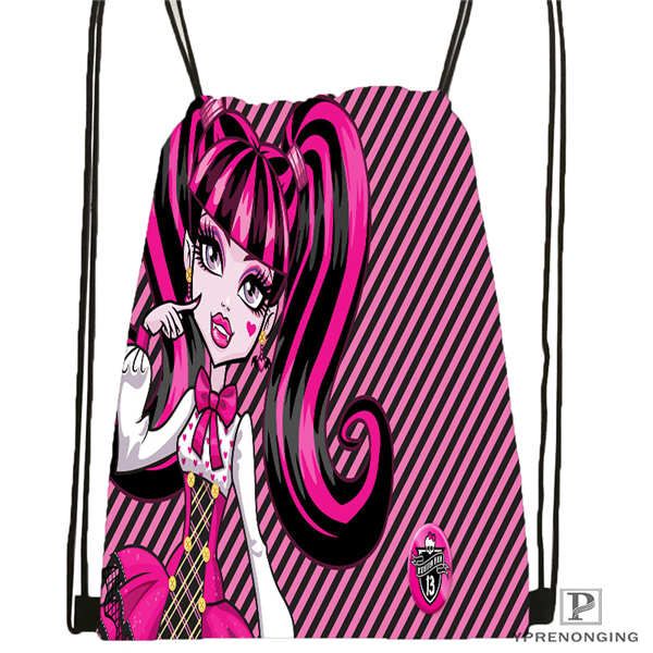 пользовательские монстры-high drawstring рюкзак сумка симпатичного рюкзак дети satchel (черная назад) 31x40cm # 180611-01-48