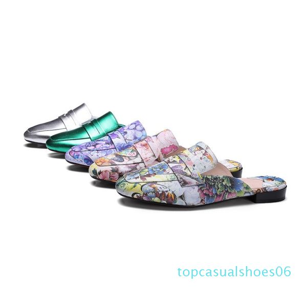 floral print real genuine leather mules shoes women square toe slip on low heel slippers ladies date spring autumn shoes t06, Black
floral print real genuine leather mules shoes women square toe slip on low heel slippers ladies date spring autumn shoes t06, Black