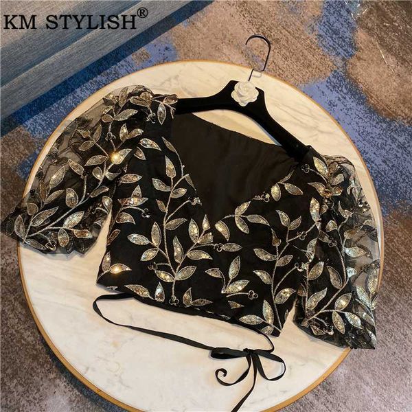 women's blouses & shirts women chiffon blouse black 2021 spring summer retro french glitter leaves embroidered beading puff sleeve shor, White
women's blouses & shirts women chiffon blouse black 2021 spring summer retro french glitter leaves embroidered beading puff sleeve shor, White