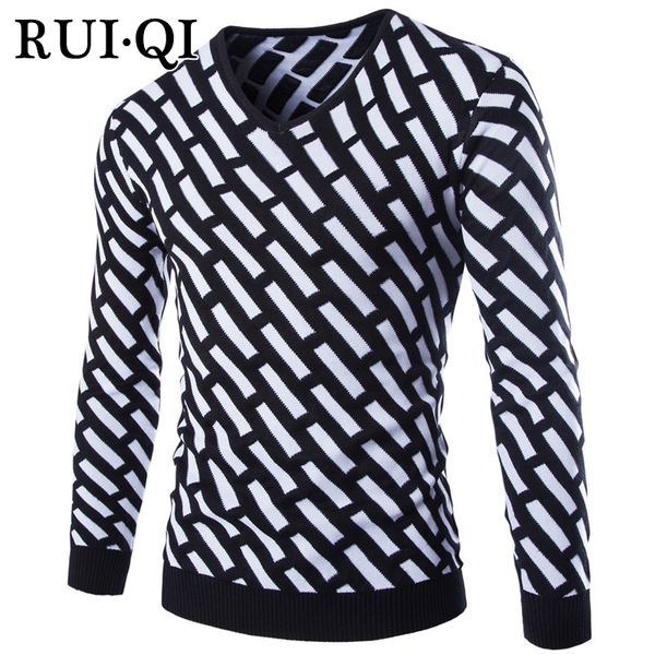 rui qi 2018 fashion man's sweater patchwork pullovers thick sweater v collar slim patchwork knitting clothes jj-y242, White;black 
rui qi 2018 fashion man's sweater patchwork pullovers thick sweater v collar slim patchwork knitting clothes jj-y242, White;black