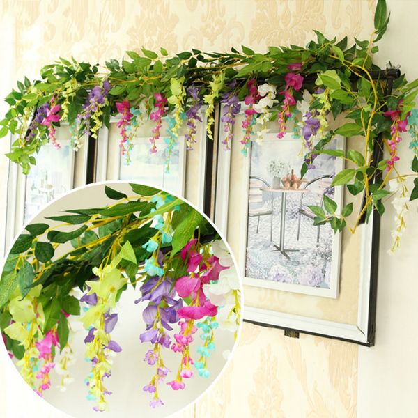 2m long artificial wisteria flowers string silk fake flowers rattan vine hanging garland leaf ivy diy wedding home decoration
2m long artificial wisteria flowers string silk fake flowers rattan vine hanging garland leaf ivy diy wedding home decoration