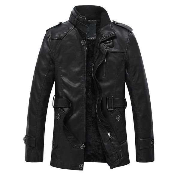 men's fur & faux collared leather jacket medium long european and american foreign trade original single bike, Black
men's fur & faux collared leather jacket medium long european and american foreign trade original single bike, Black