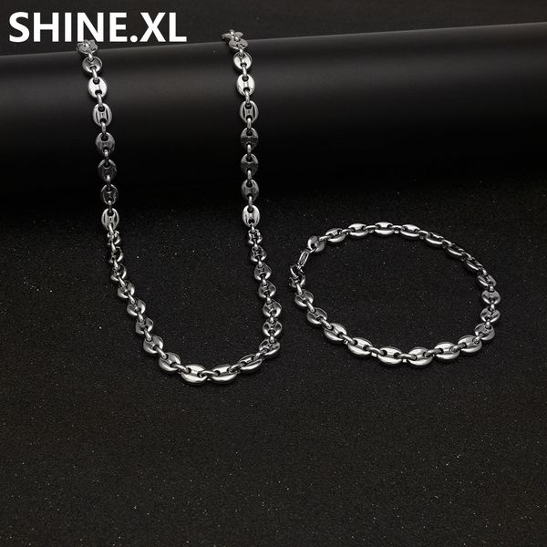 316l stainless steel coffee bean chain 22"necklace and 8"bracelets fashion hip hop jewelry set gold chain for men, Silver
316l stainless steel coffee bean chain 22"necklace and 8"bracelets fashion hip hop jewelry set gold chain for men, Silver