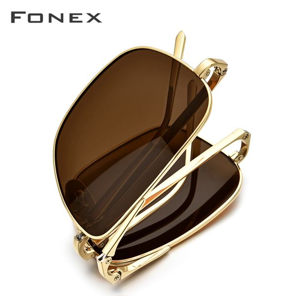 

fonex pure titanium polarized sunglasses men folding classic square sun glasses for men 2019 new male shades 839, White;black