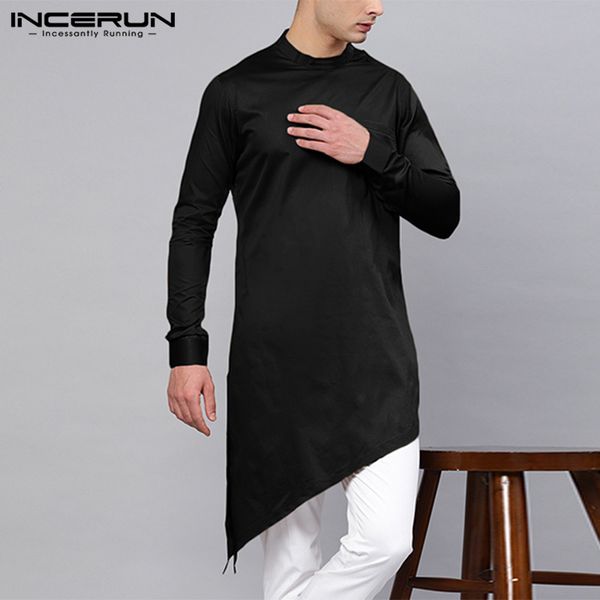 men's casual shirts incerun men clothes long sleeve vintage solid color stand collar irregular hem mens muslim kaftan plus size, White;black
men's casual shirts incerun men clothes long sleeve vintage solid color stand collar irregular hem mens muslim kaftan plus size, White;black
