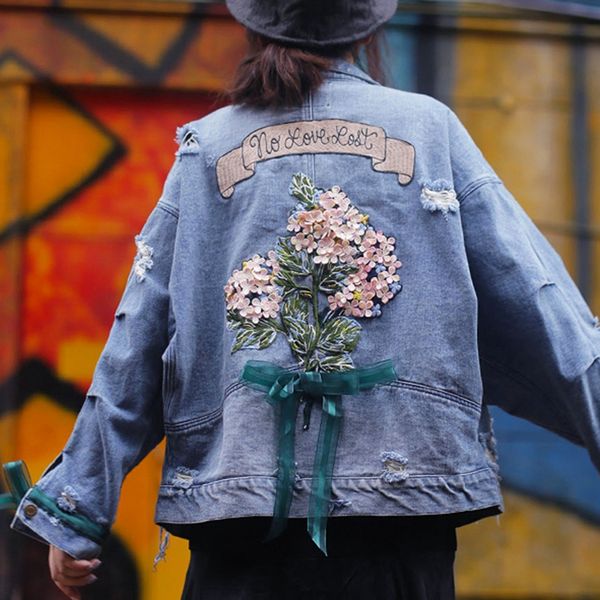 sexemara fashion the new loose embroidery hole bow ribbon denim jacket ing, Black;brown
sexemara fashion the new loose embroidery hole bow ribbon denim jacket ing, Black;brown