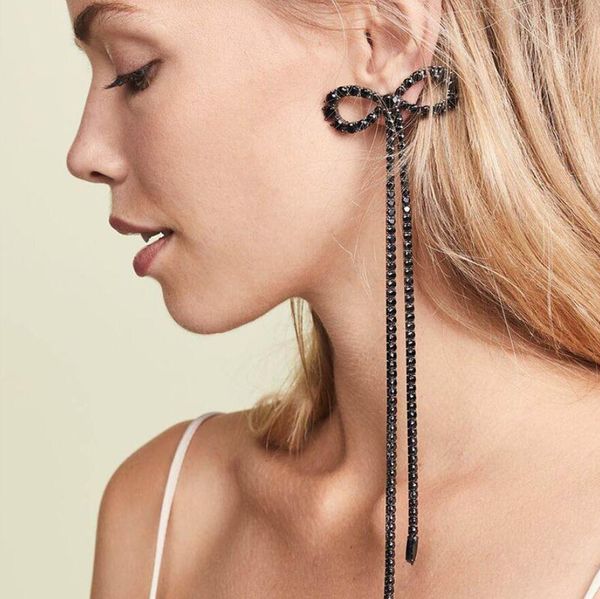2019 new black white rhinestone bow knot long chain dangle earrings for women fashion jewelry bohemian earrings accessories, Golden
2019 new black white rhinestone bow knot long chain dangle earrings for women fashion jewelry bohemian earrings accessories, Golden