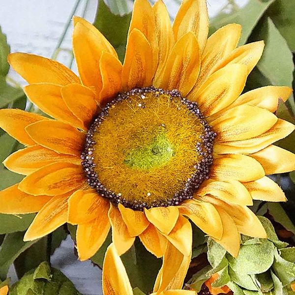 

deskautumn party 13 heads home decor office cloth artificial flowers fake sunflower with leaves wedding garden living room