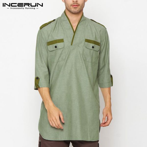 men's casual shirts men vintage long sleeve v neck blouse man fashion patchwork muslim kaftan camisas summer loose blusas s-5xl, White;black
men's casual shirts men vintage long sleeve v neck blouse man fashion patchwork muslim kaftan camisas summer loose blusas s-5xl, White;black
