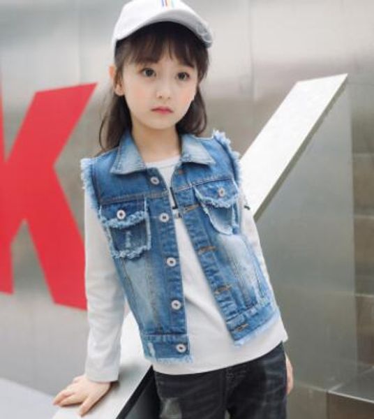 2018 girl's jeans vest cute solid denim outwear v clothing high quality, Blue
2018 girl's jeans vest cute solid denim outwear v clothing high quality, Blue