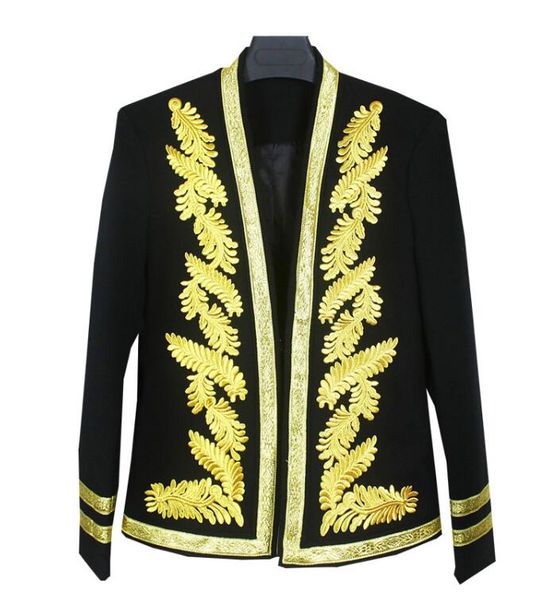 2019 plus size men gold leaf embroidered collarless suit jacket version slim embroidery black coat nightclub host men singer, White;black
2019 plus size men gold leaf embroidered collarless suit jacket version slim embroidery black coat nightclub host men singer, White;black