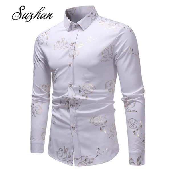 suzhan 2020 luxury gold foil printed long sleeve men's casual men's camisa shirt rose gilded white shirt men, White;black
suzhan 2020 luxury gold foil printed long sleeve men's casual men's camisa shirt rose gilded white shirt men, White;black