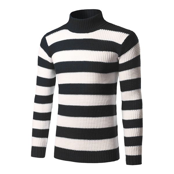 Mens Bold Stripe Sweaters 3 Colors Slim Fit Turtle Neck Long Sleeve Knitwear for Autumn Winter Free Shipping
Mens Bold Stripe Sweaters 3 Colors Slim Fit Turtle Neck Long Sleeve Knitwear for Autumn Winter Free Shipping
