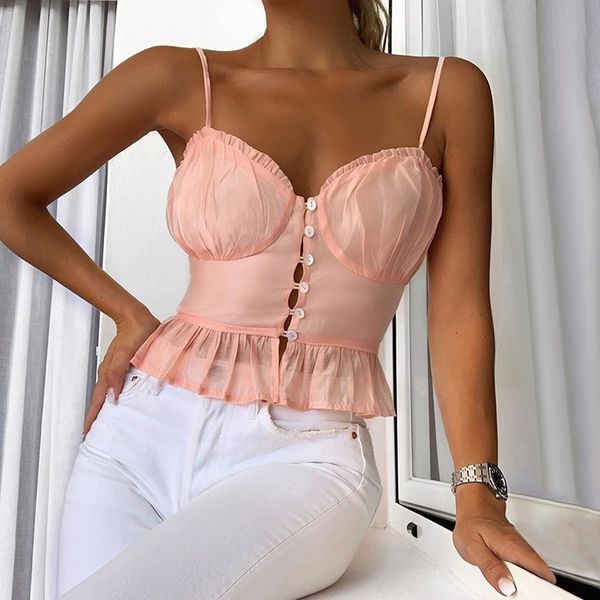 2019 girls sweet ruched ruffles pink camisole single breasted vacation street fashion crop women club wear pleated tanks, White
2019 girls sweet ruched ruffles pink camisole single breasted vacation street fashion crop women club wear pleated tanks, White