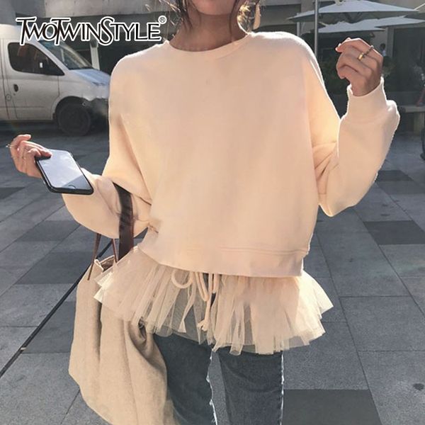 twotwinstyle female sweatshirt for women female patchwork mesh knitted autumn pullovers sweatshirts clothes fashion korean, Black
twotwinstyle female sweatshirt for women female patchwork mesh knitted autumn pullovers sweatshirts clothes fashion korean, Black