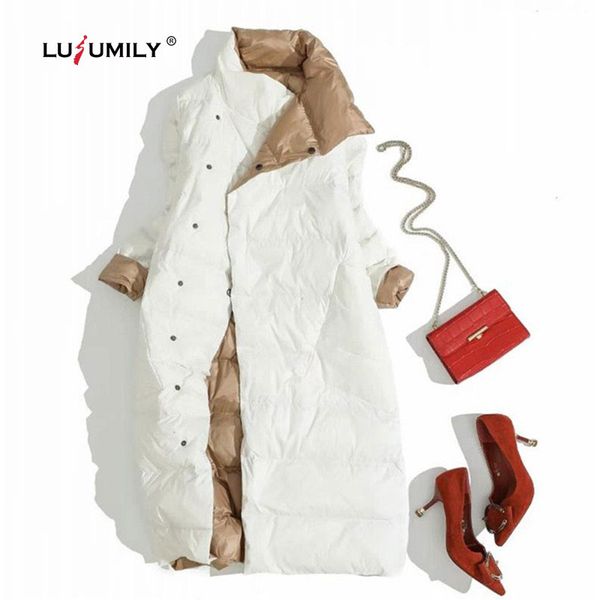 lusumily plus size 3xl women double sided down long coat white duck down jacket winter double breasted warm parkas snow outwear, Black
lusumily plus size 3xl women double sided down long coat white duck down jacket winter double breasted warm parkas snow outwear, Black